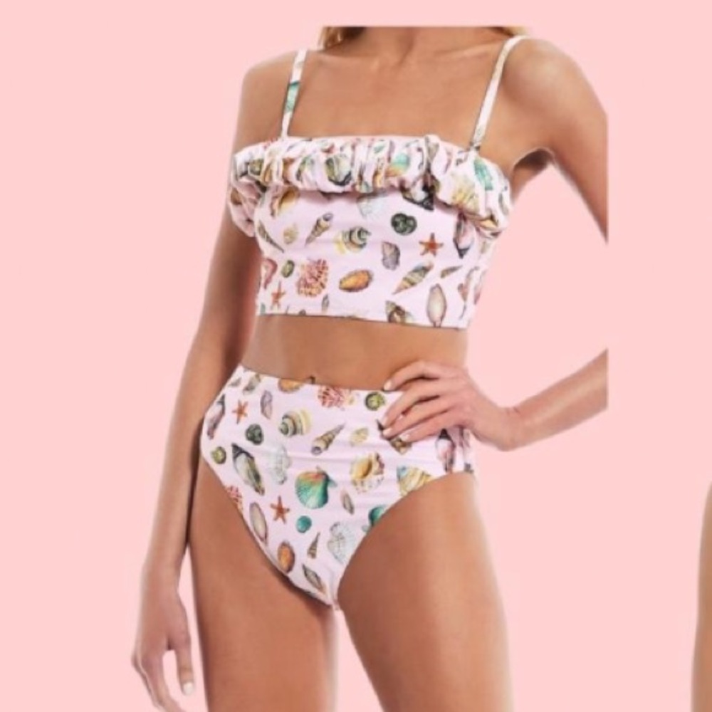 ANTONIO MELANI Lilac Shell-Print High-Waist Bikini - Picture 3 of 14